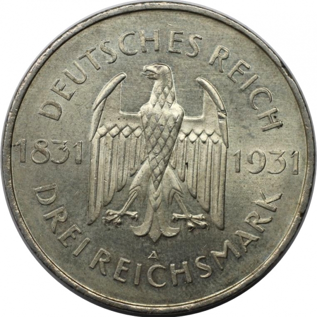 3 Reichsmark 1931 avers
