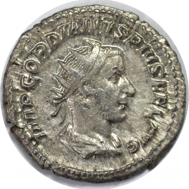 Antoninianus 244 n. Chr avers