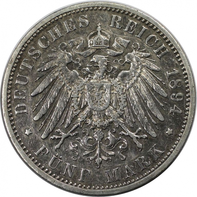 5 Mark 1894 revers
